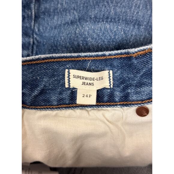 Madewell Super Wide Leg Jeans 24P Petite Womens Blue Wash Denim - Picture 7 of 9